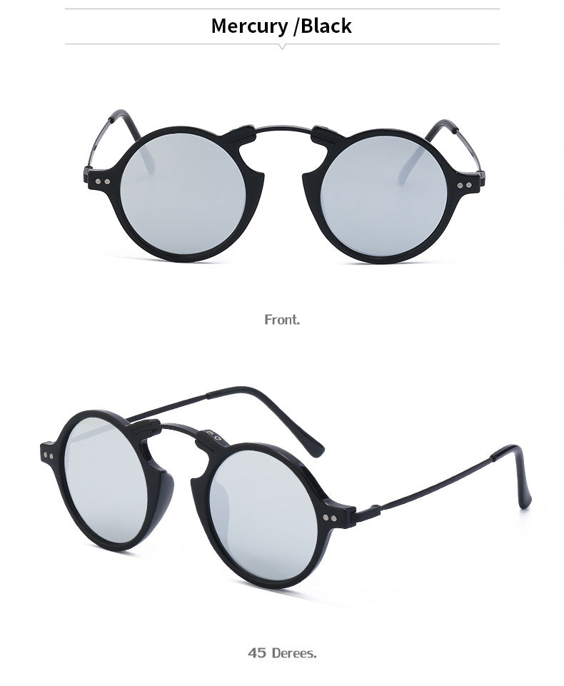 Steampunk Small Frame Sunglasses for Women, European and American Trendy Round Frame Sunglasses, Unique Street Style Glasses for Women sunglasses