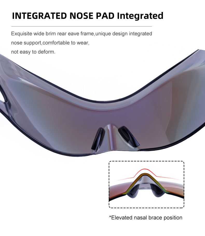 Europe and America Y2K Millennium Sports Windproof Colorful Sunglasses Men's Future Technology Style One-piece Sunglasses Women's Wholesale