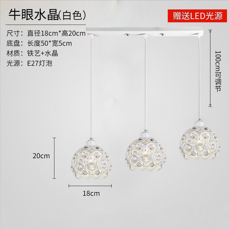 Export Simple Restaurant Crystal Pendant Light Single Head3Headboard Pendant Light Dining Table Bar Crystal Pendant Light Wholesale