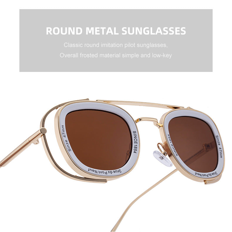 2025New Men's Sunglasses High-End Oval European and American Retro High-Grade Sunglasses for Men Driving