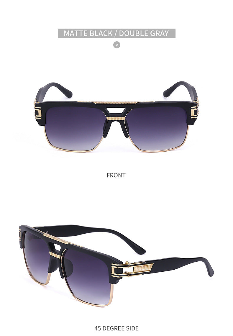 Glasses for Men Driving Special European and American Large Frame Sunglasses Men's High-end Sense Retro Trend Sunscreen Sunshade Full Frame Sunglasses