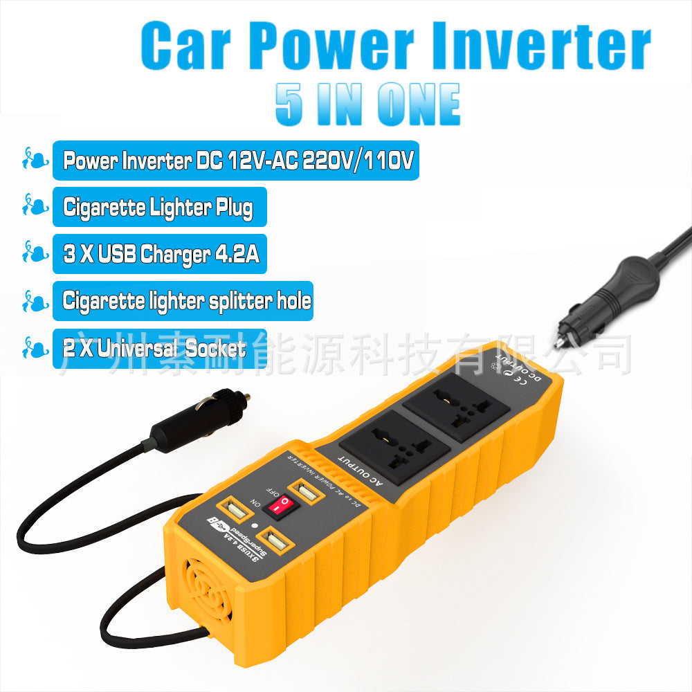 Vehicle Inverter200W 12V Turn110V220V 3 USB 2Socket12V Car Inverter