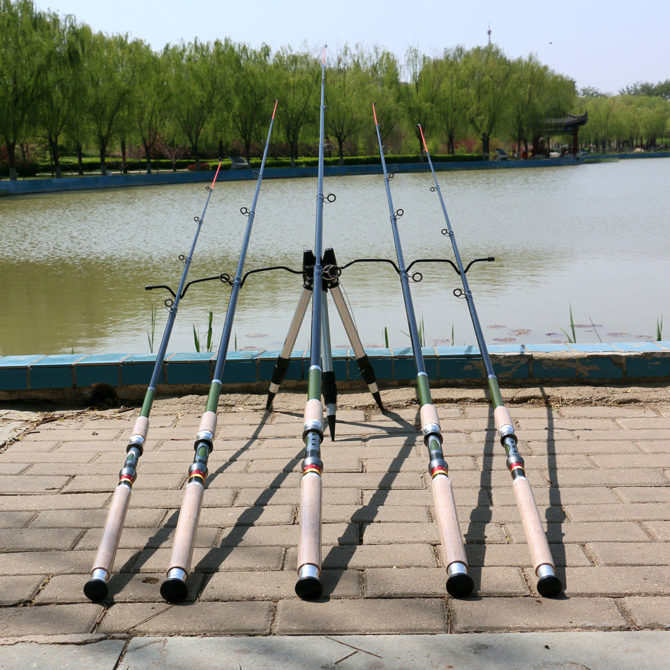 A Long Casting Telescopic Lure Rod with Long Wooden Handle, Sea Rod, Rock Fishing Rod, Carbon Fiber Carp and Bass Rod MH Tune