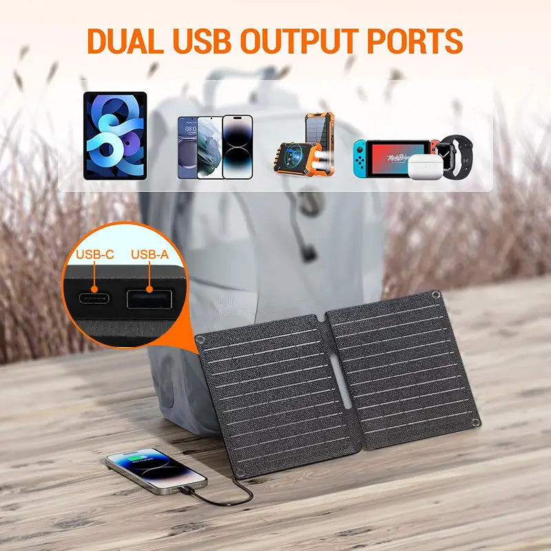 20W Solar Panel Charging Solar Photovoltaic Panel Outdoor Emergency Mobile Power Supply Solar Folding Bag