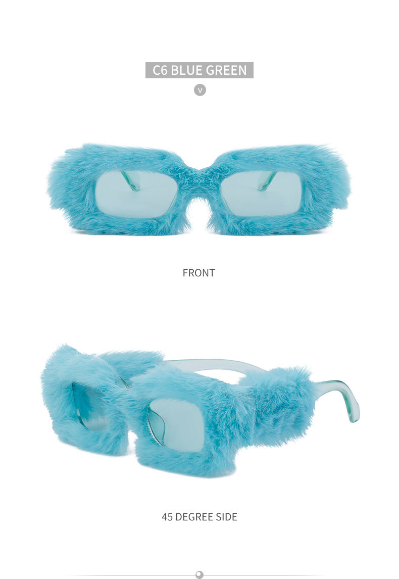 Fashion Plush Square Frame Sunglasses for Women Winter Full Coverage Sunglasses Wholesale Same Style for Women sunglasses
