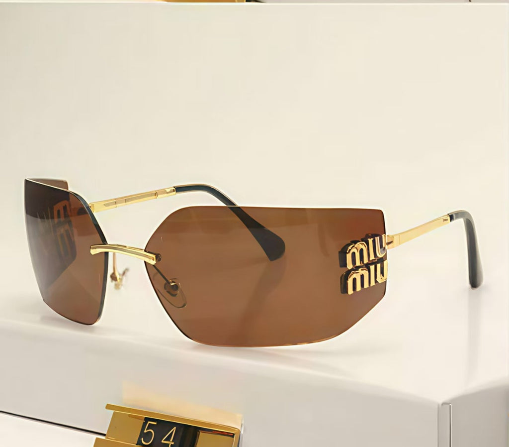 Luxury High-Quality Inner Partition Miaojia SMU54y Sunglasses for Women Same Style as Zhang Yuanying Rimless Sunglasses High-end Feel