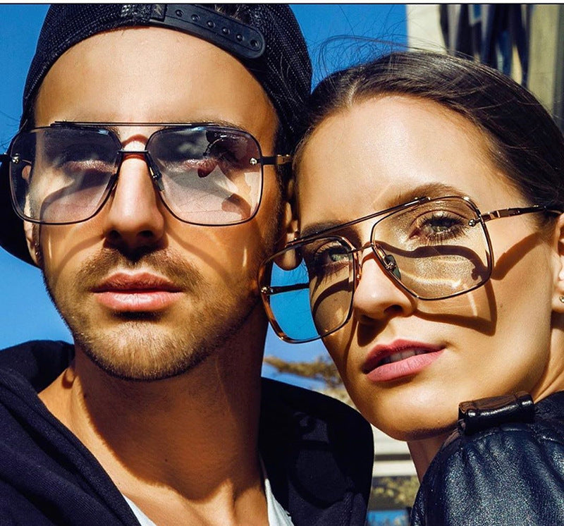 Square Frame Sunglasses Men's Fashion Metal Rimless Cut Edge Sunglasses Women's Trendy No-Makeup Glasses MACH SIX1261