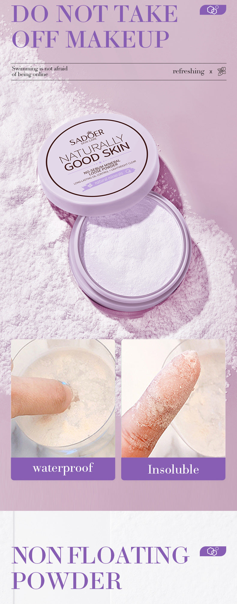 Full English Makeup SADOER Mineral Loose Powder Refreshing Lightweight Setting Concealer Powder  Wholesale