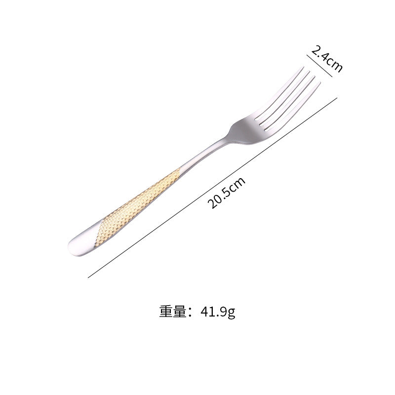 410Stainless Steel Star Diamond Western Steak Knife Fork Spoon Middle Eastern Titanium Coated Hotel Cutlery Knife Fork Spoon Partial Gold