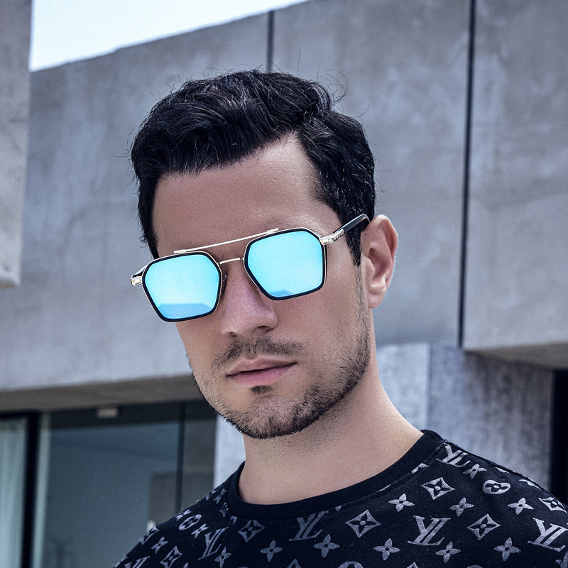 New Sunglasses Internet Celebrity Wei Ting Same Style Sunglasses for Men Trendy Large Square Frame Sunglasses for Men ins Sun Protection Glasses