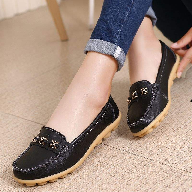 Leap Month Shoes Women's Shoes Soft Sole Casual Women's Leather Shoes Middle-aged and Elderly Mom Shoes Loafers Women's Slip-on Flats