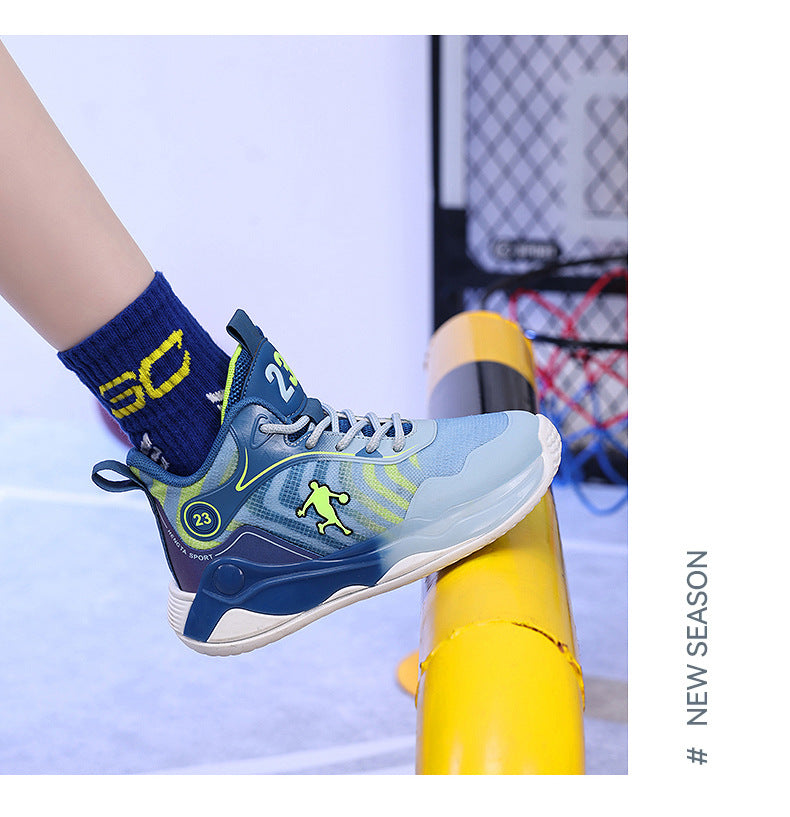 Big Kids Practical Basketball Shoes Children Professional Training Wear-Resistant Sneakers Mesh Breathable Non-Slip Running Sports Shoes