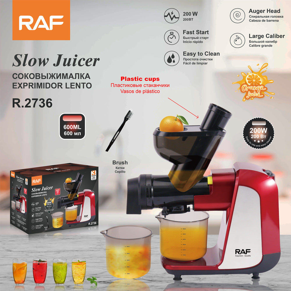 RAF European Standard Large Caliber Slow Juicer Household Fully Automatic Fruit and Vegetable Extractor Easy to Clean Multi-Functional