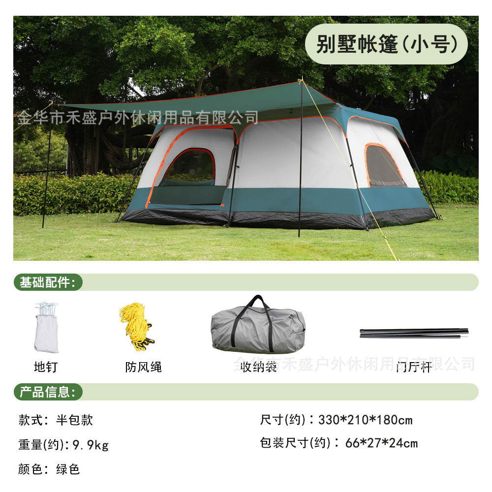 Thickened outdoor tent with two rooms and one living area, sunproof and waterproof3-12Camping Tent