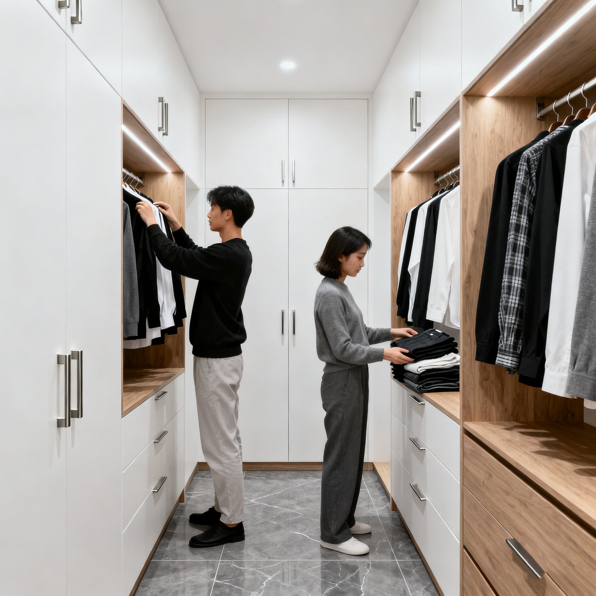 Custom Aluminum Alloy Wardrobe Open Floor-standing Integrated Assembly Walk-in Storage Large Capacity Closet