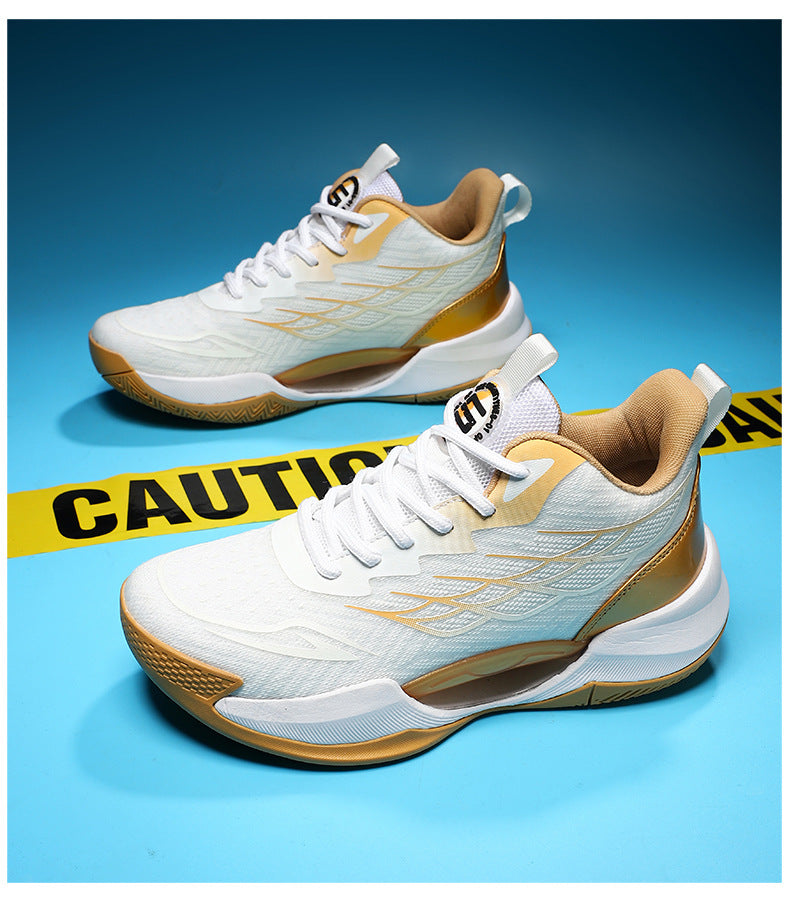 2025New Men's Shoes Mesh Breathable High Elastic Shock Absorption Sports Shoes Youth Casual Non-slip Thick Bottom Basketball Shoes
