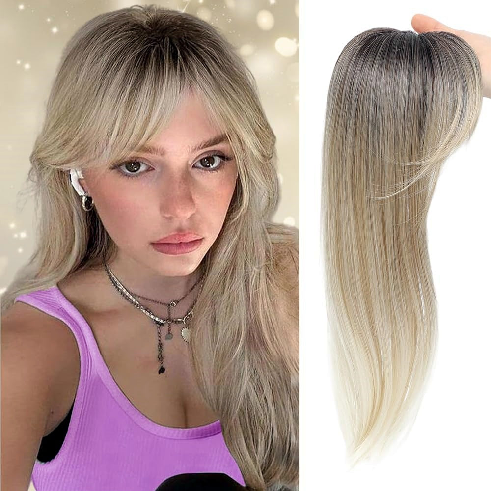 Replacement Hairpiece Top Export Synthetic Hair Scalp Hair Block Eight-Character Bangs Long Curly Hair Women's Seamless Hair Block