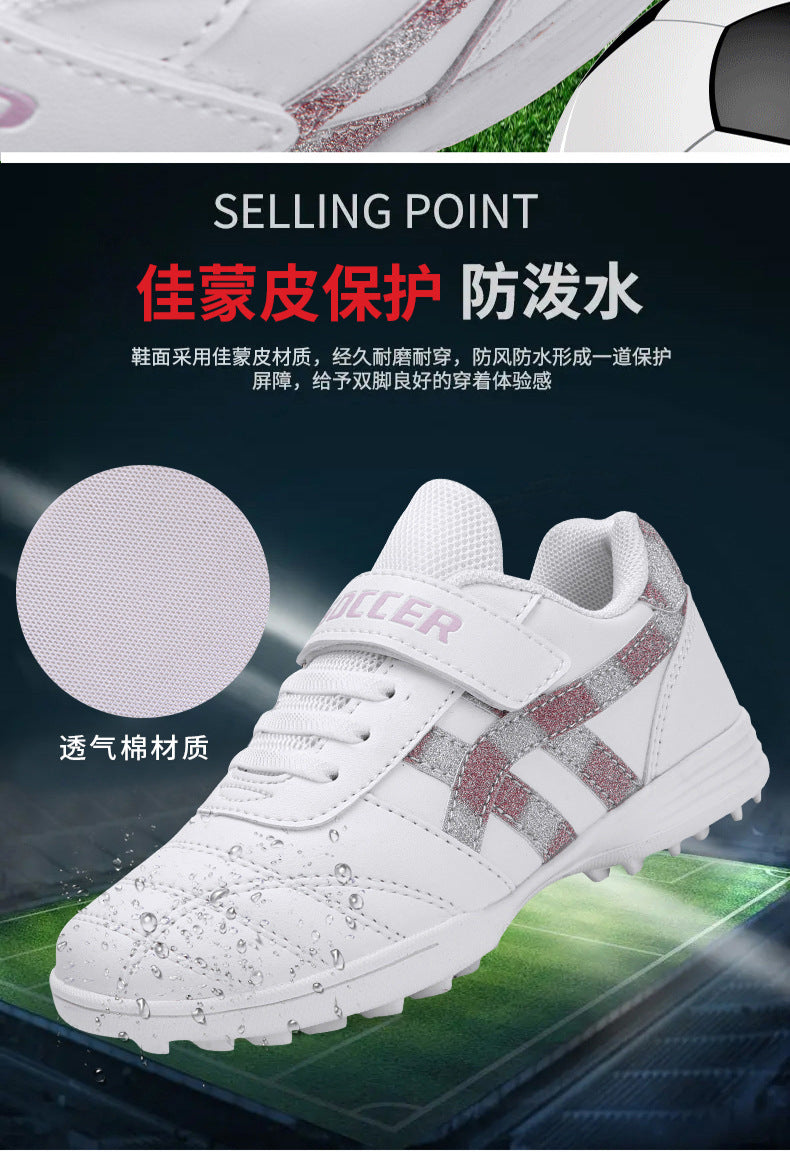 New football shoes for men and women with Velcro for children TF Broken Nail Style Youth Student Grassland Flat Training Shoes