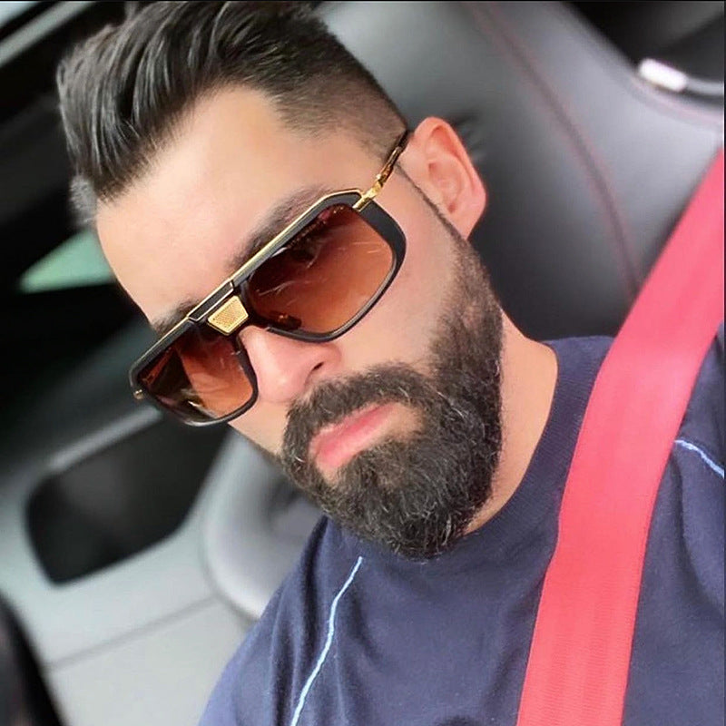 New Retro Square Frame Sunglasses for Men, European and American Style Large Frame Sunglasses for Women, Trendy Wholesale Sun Protection Sunglasses