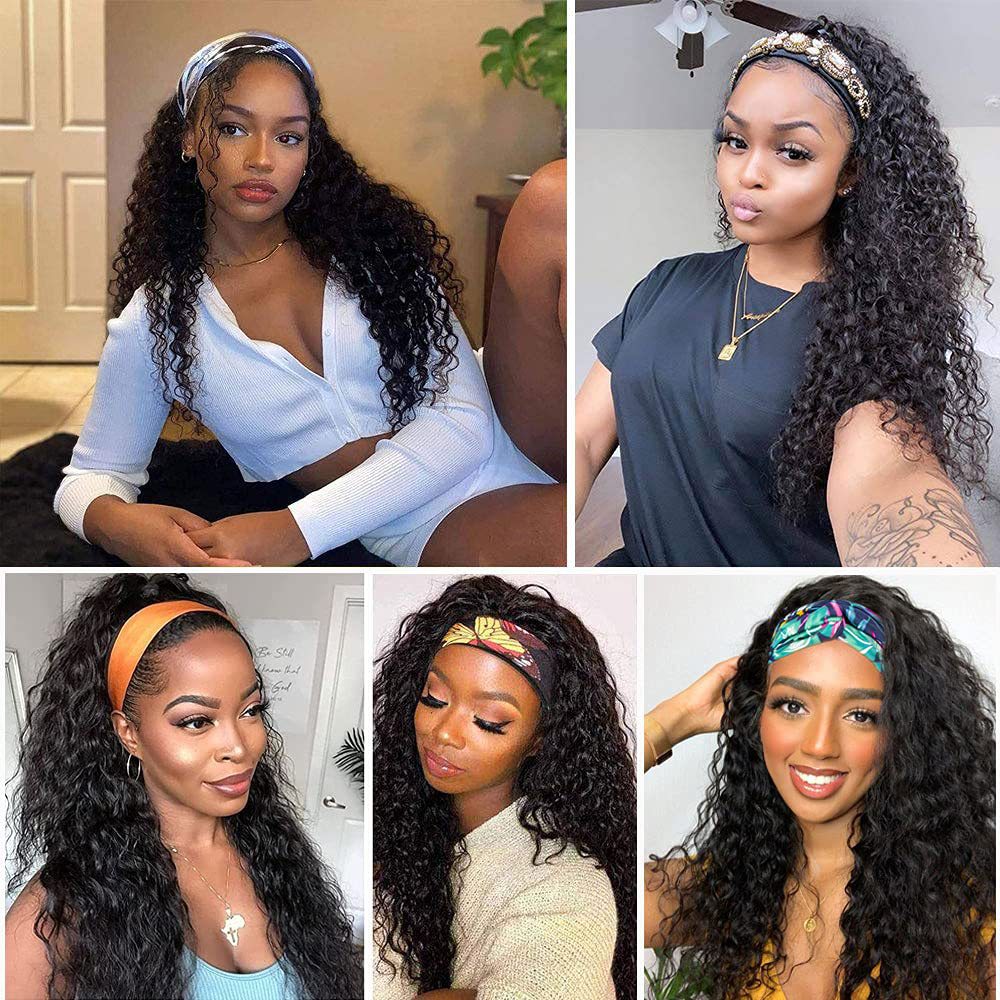 Wig European and American Style Synthetic Hair Headband Wig water curly Water ripple small rolls headband wig