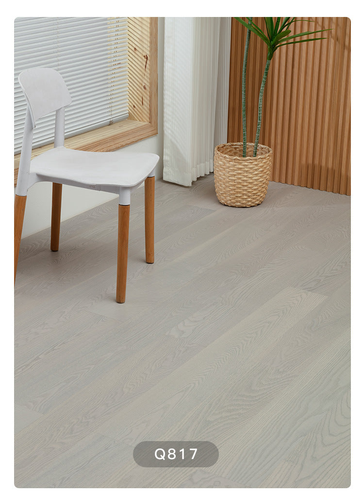 1.2mm White Ash Natural Wood Veneer New Three-Layer Solid Wood Composite Floor Heating Home Eco-Friendly Flooring Package Installation for Entry