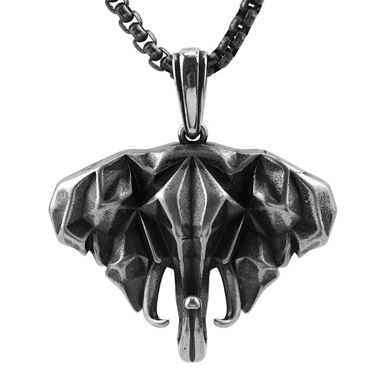 New Nordic Titanium Steel Elephant Pendant Necklace Trendy Punk Stainless Steel Vintage Necklace