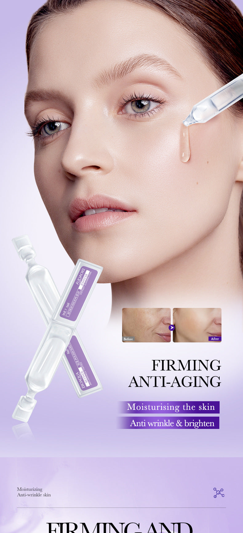 Full English Retinol Anti-Wrinkle Serum BIOAOUA Firming and Moisturizing Single-use Essence Liquid  Wholesale