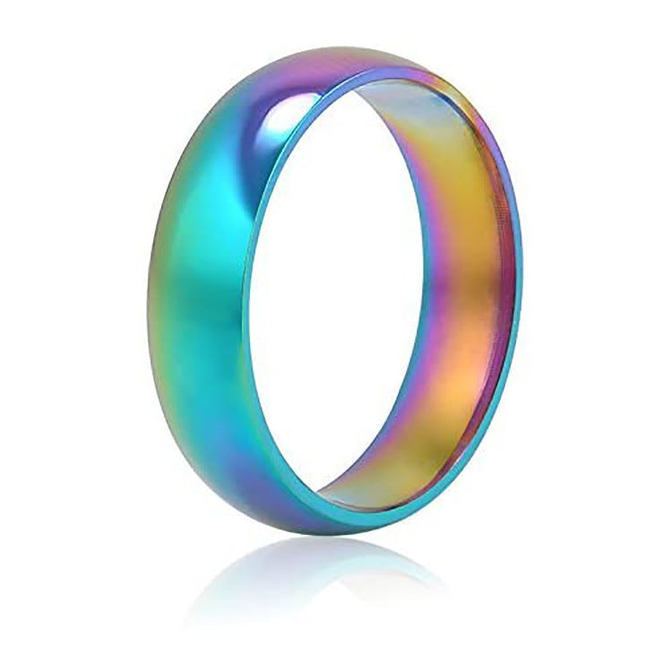 European and American Hematite Curved Ring for Men with High-end Feel, Personalized Ring for Women, Simple Colorful Faceted Ring