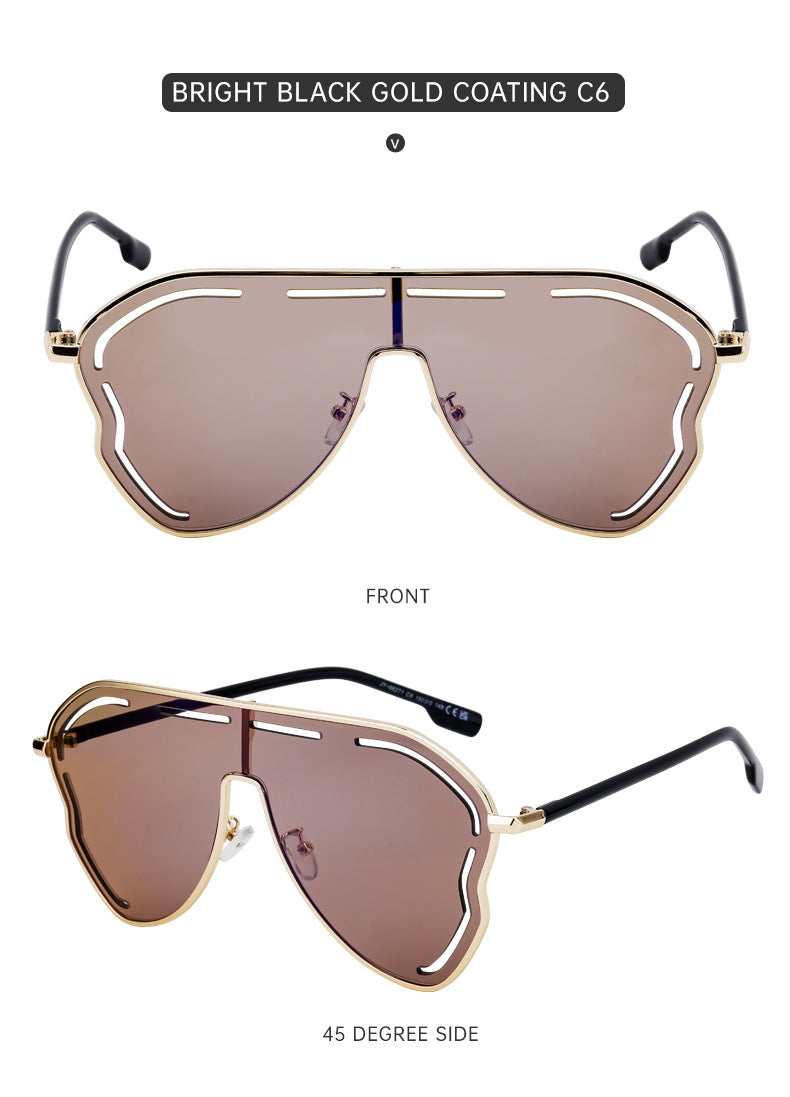 European and American Fashion Large Frame Sunglasses for Women, High-End Unique One-Piece Sunglasses, Trendy Wholesale sunglasses