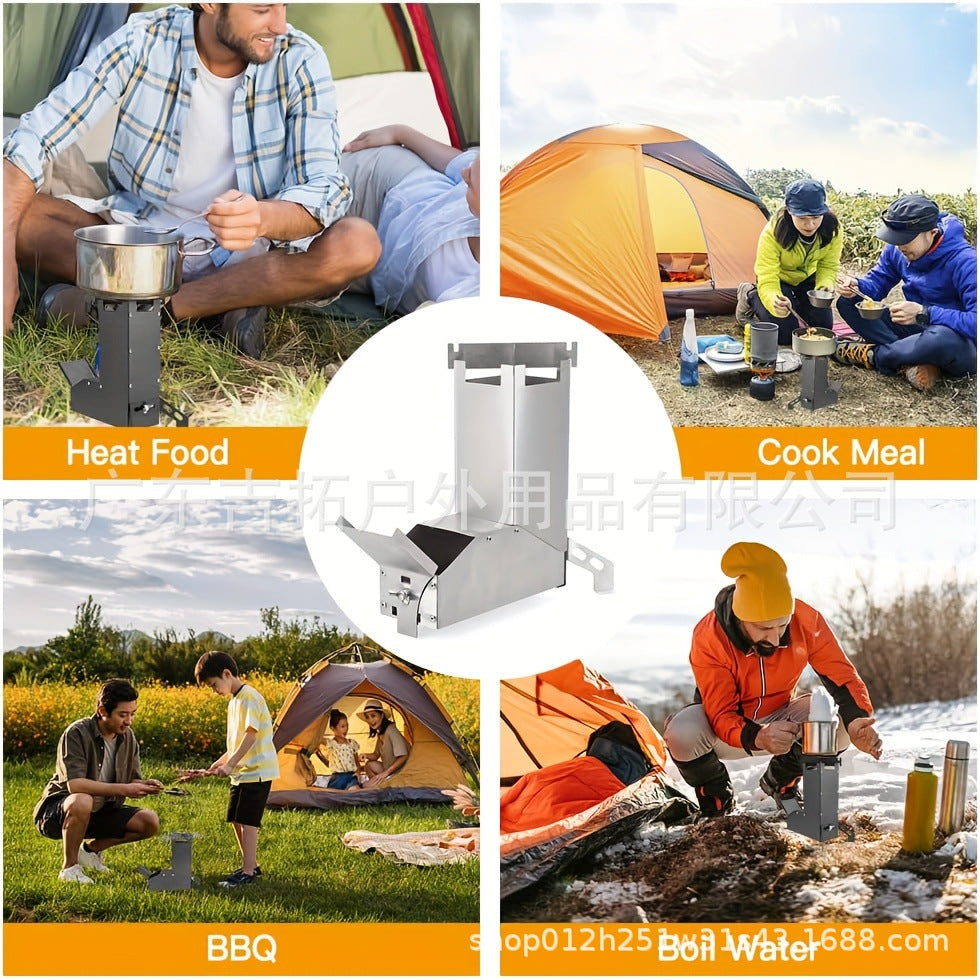 Outdoor Fishing and Picnic L Portable Rocket Stove Wood Stove for Picnics and Home Use, Winter Heating Wood Burning Stove