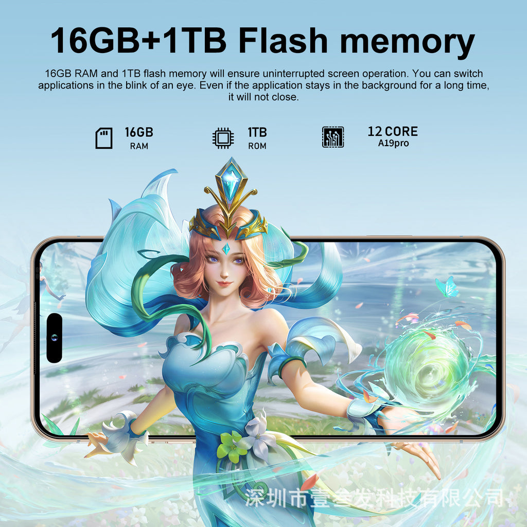 Mobile Phone i17Promax Large Screen6.9Inch1:1Replica Side Key Fingerprint17pro New Smartphone