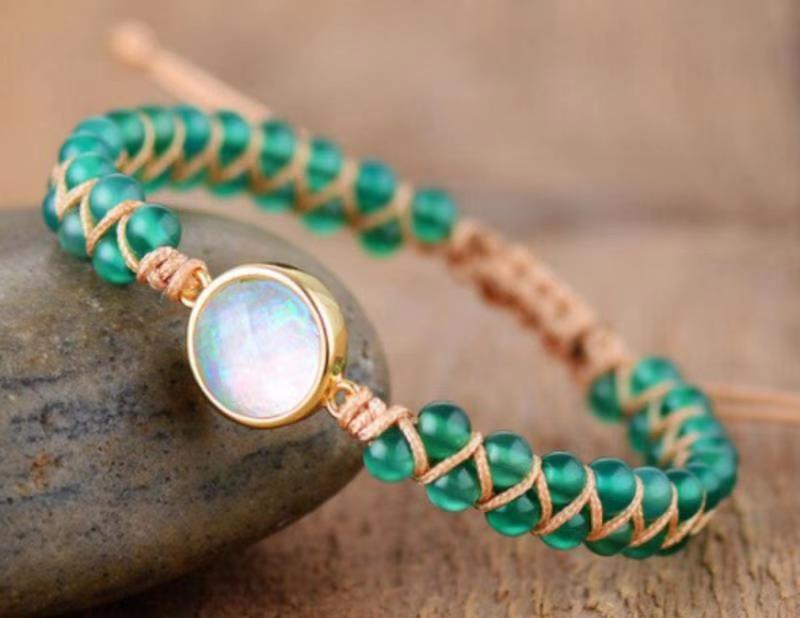 Tiger Eye Elastic Bracelet Adjustable Colorful Beaded Handmade Wrapped Bracelet Volcanic Double Row Woven Bracelet