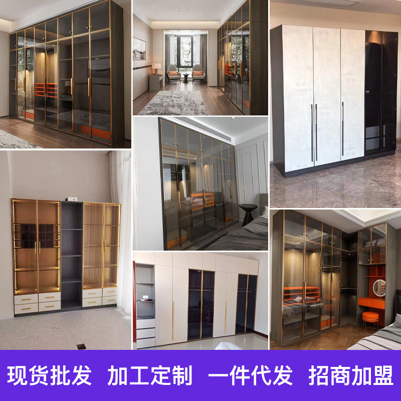 Modern Simple Wardrobe with Swing Doors, Storage Wardrobe with Dressing Table, Shelves, Side Cabinet, Bedroom Wardrobe, Entryway Installation