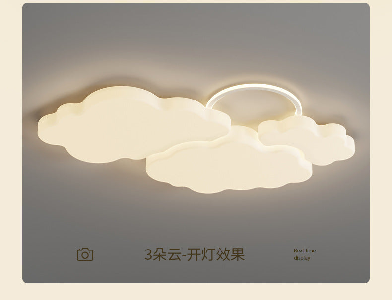 Full Spectrum Living Room Lamp Simple Modern Zhongshan Lighting Elegant Cream Style High-End Cloud Ceiling Lamp Set