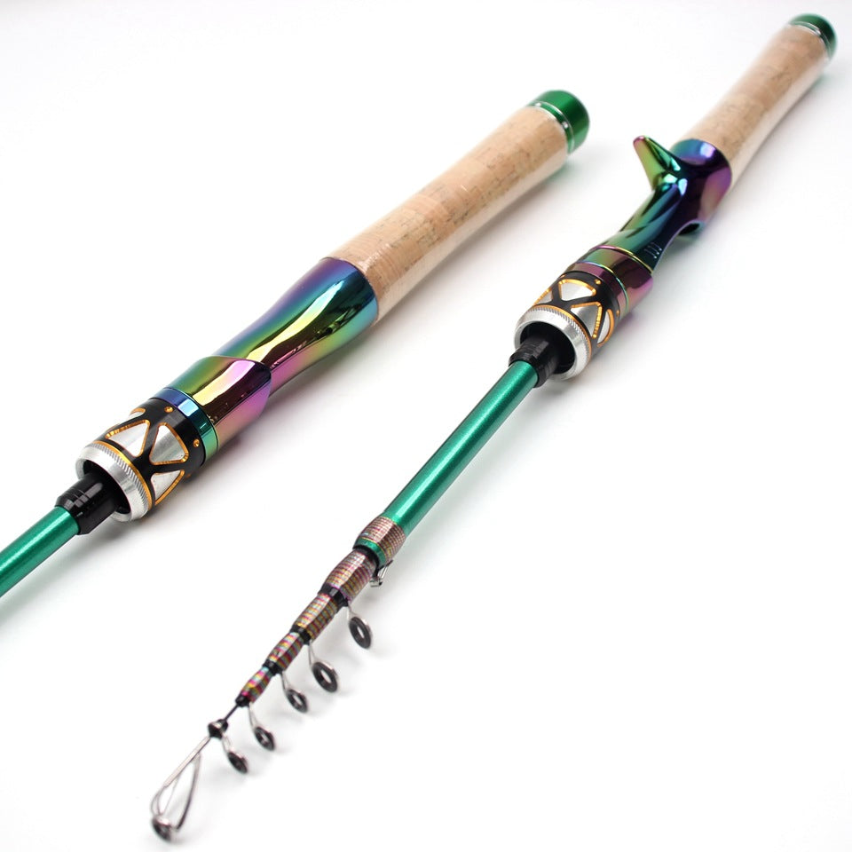 Ultra-short Carbon Fiber Shrink UL Portable Lure Rod Electroplated Telescopic Stream Lure Rod