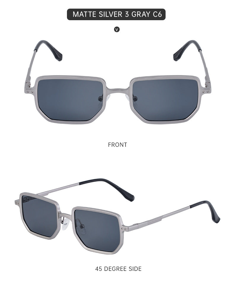 2025New Square Frame Sunglasses for Men with Metal Spring Temples, Sun Protection Glasses, Wholesale for Men shades
