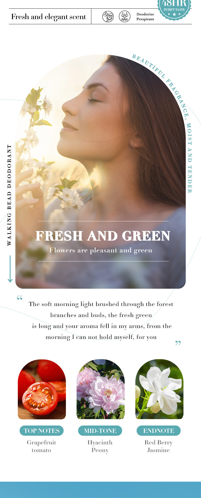 Antiperspirant50ml SADOER Fragrant Refreshing Non-Sticky Roll-On Deodorant Cross-Border Wholesale