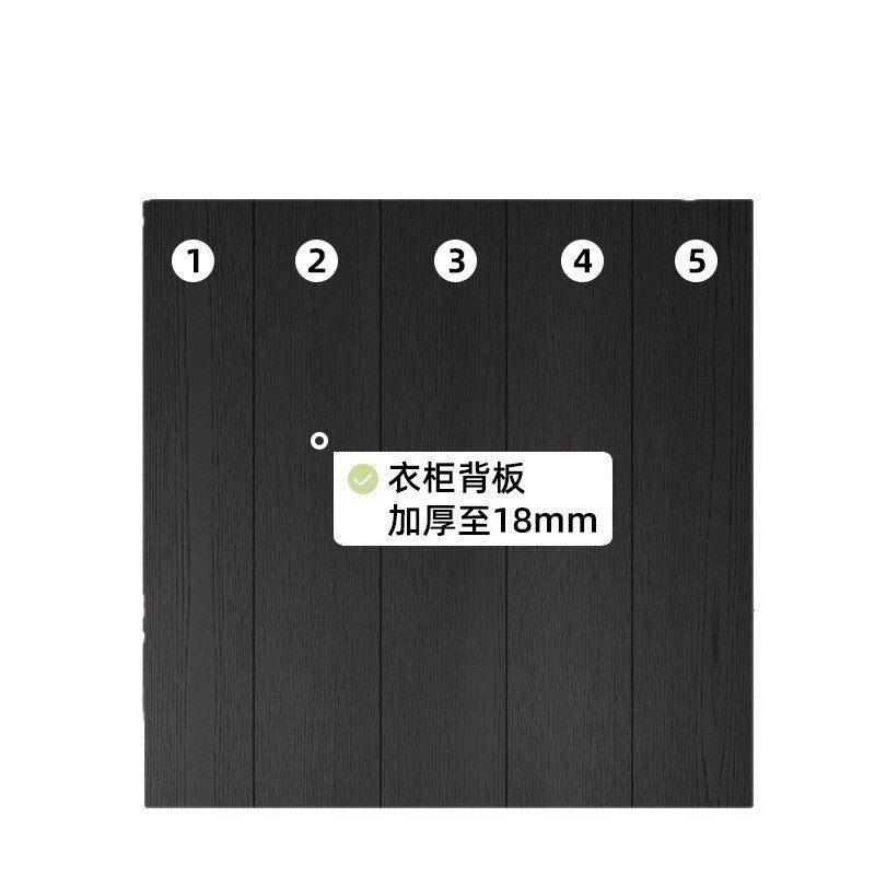 Solid Wood Sliding Door Bedroom Wardrobe Italian Minimalist Black Glass Door Modern Simple High-Grade Oak Storage Closet