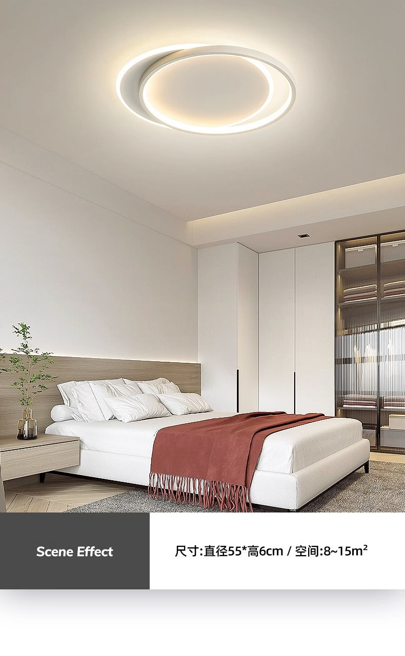 Nordic Bedroom Ceiling Light Modern Simple Creative Double Circle Master Bedroom Room Lighting Design Water Ripple Ceiling Light