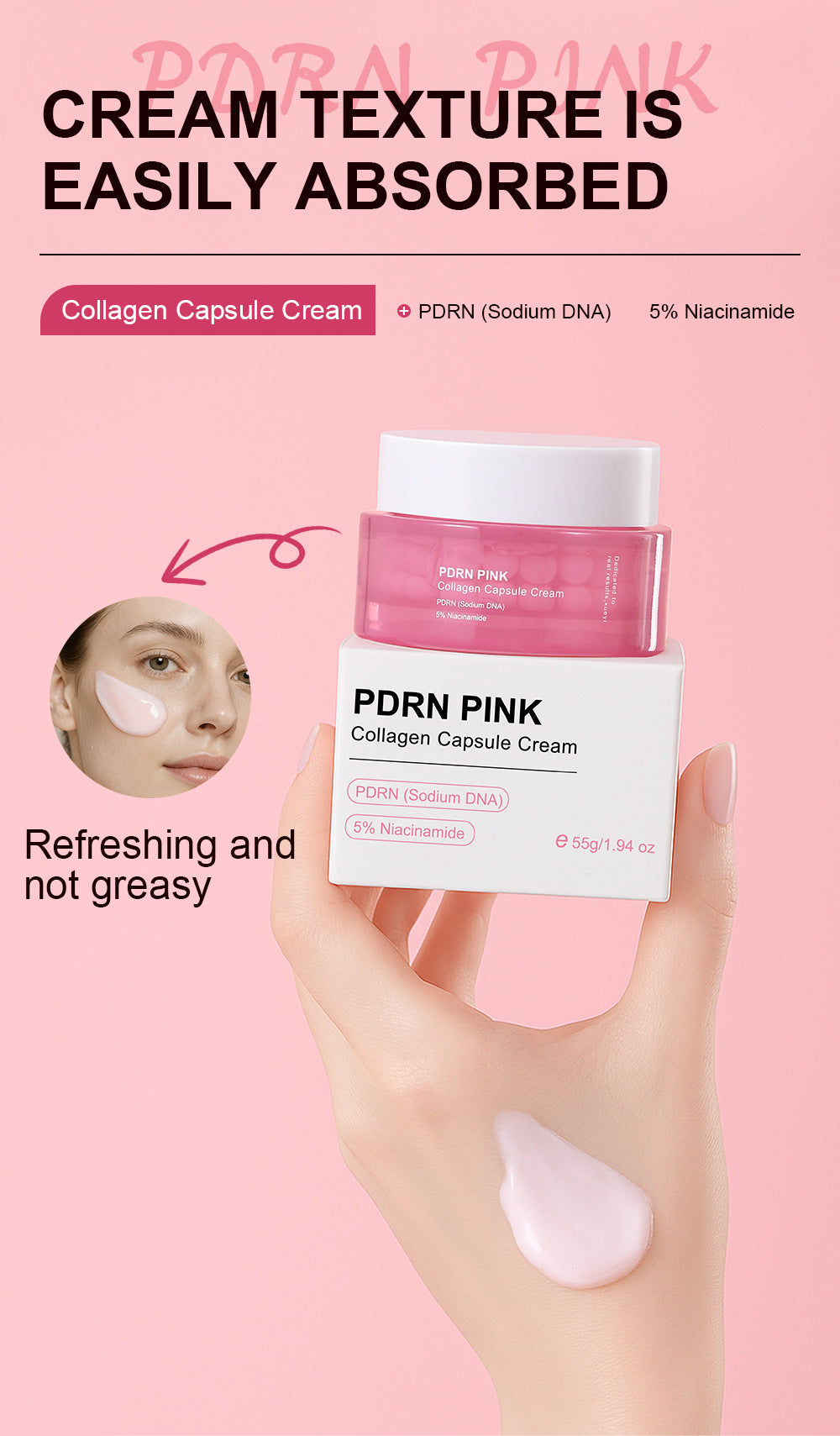 Specially designed Pink Collagen Particle Face Cream Firming Anti-Wrinkle Hydrating Moisturizing Jelly Face Cream logo
