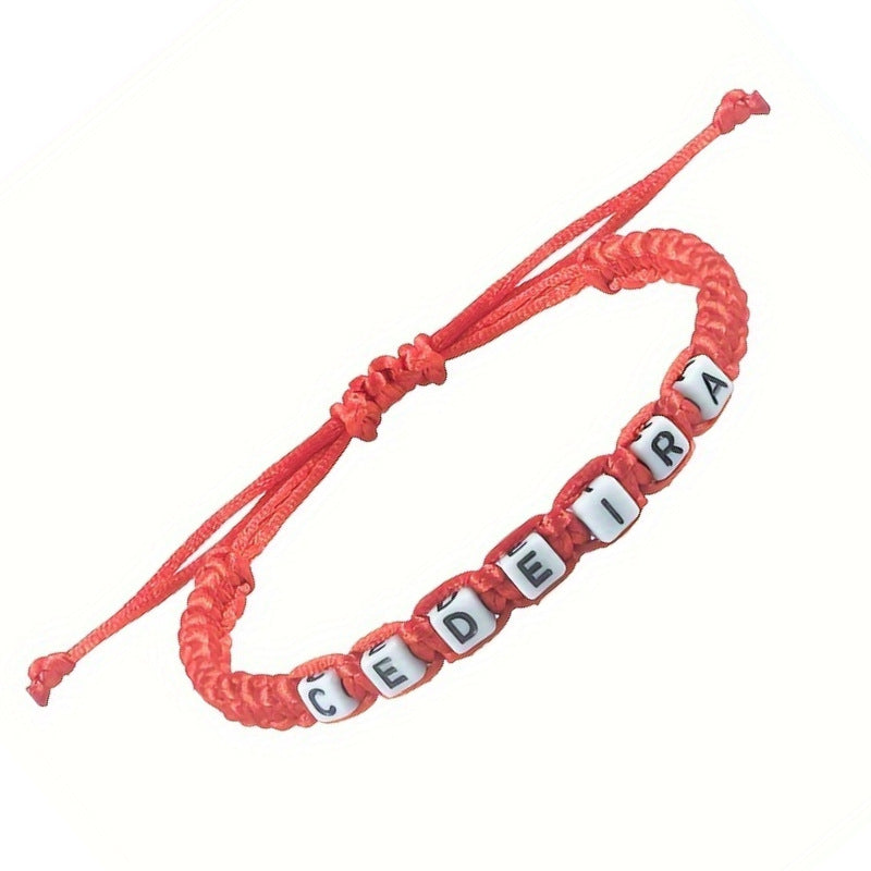 Hand-woven Colorful Bracelet for Women, Stretchable Gift Bracelet CEDEIRA Acrylic Letter Woven Bracelet