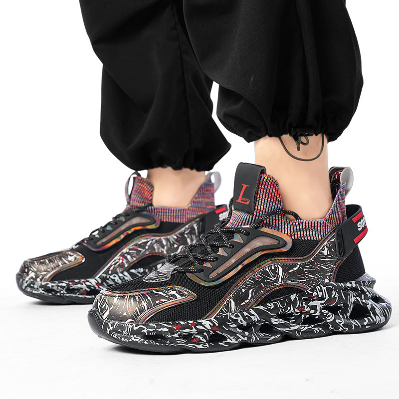 2025Foreign Trade Large Size Breathable Mesh National Trend Casual Sports Shoes with Ultra-light Sole and Height-increasing Fashion Dad Shoes