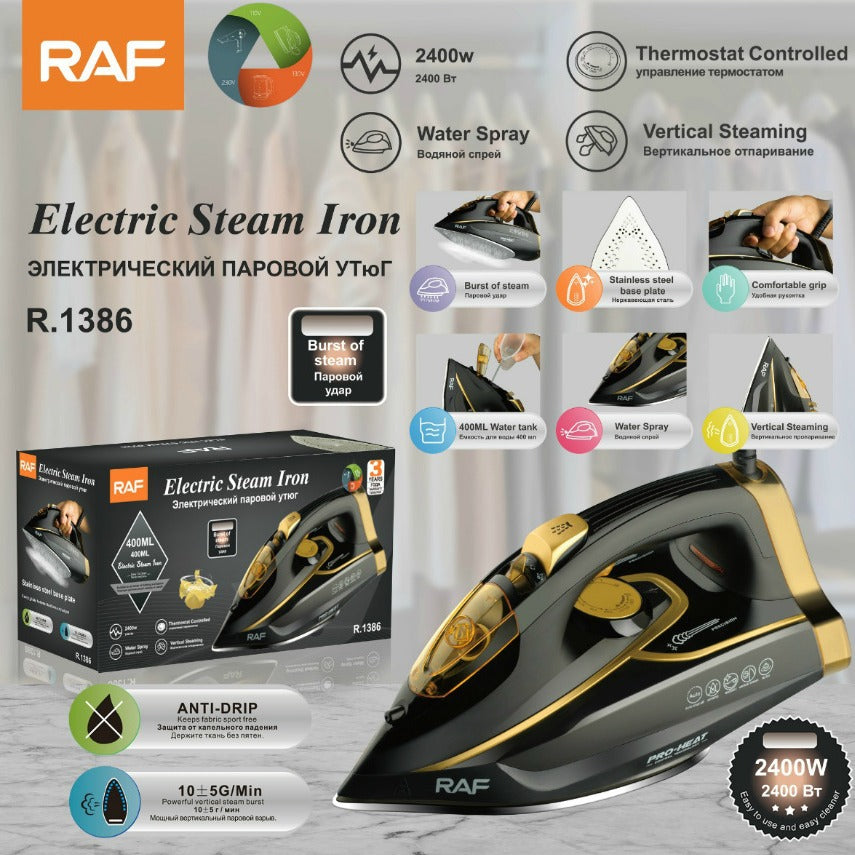 RAF European Standard Household Handheld Steam Iron High-power dual-use for dry and wet2400W Electric Iron R1386