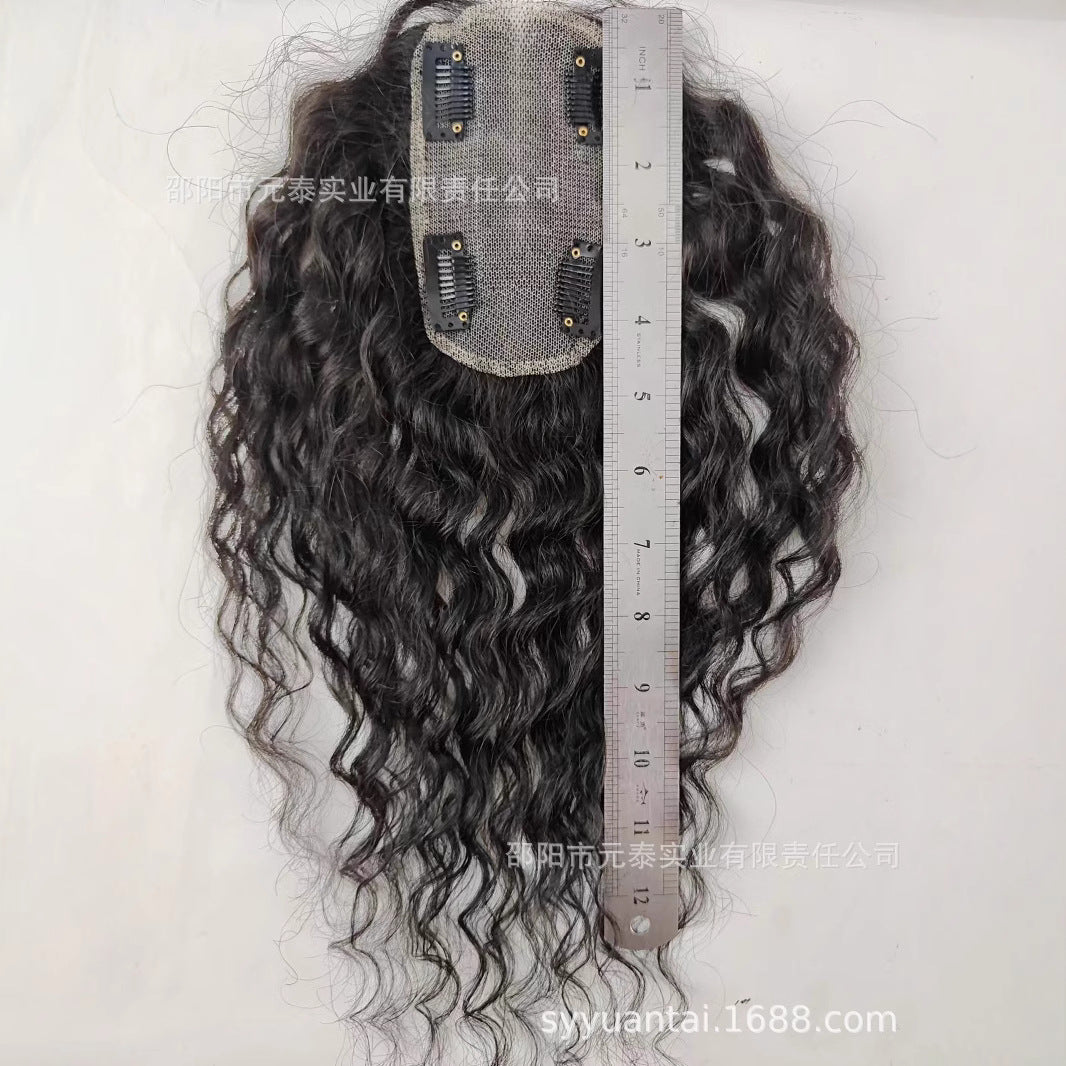 Hair Extensions for Women, Real Hair Swiss Net Full Hand-Woven Curly Hair Top Hairpiece, Increase Hair Volume, Natural and Fluffy, In Stock