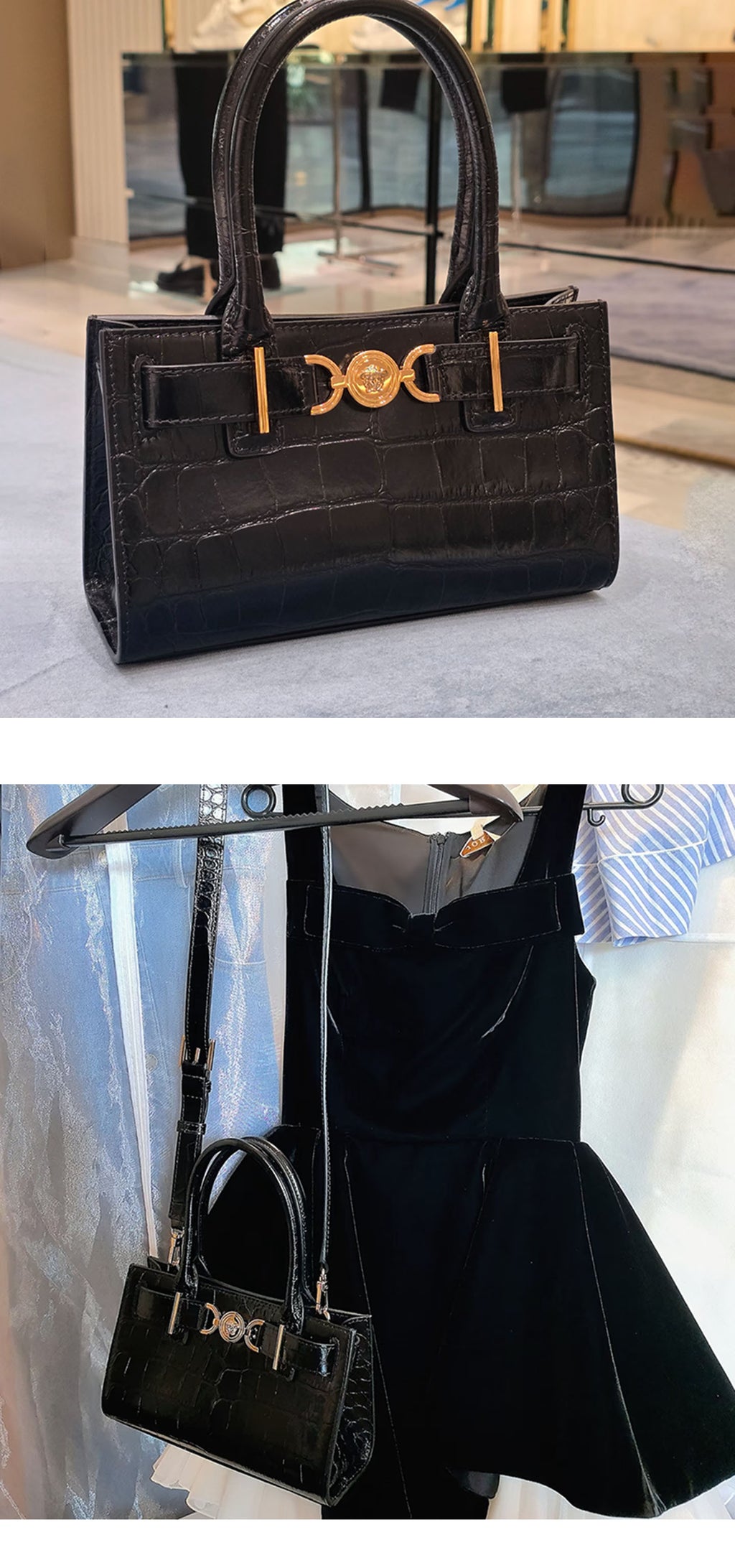 Let Me Shine Zhao Lusi Xu Yan Same Style Punch Bag2025New crocodile leather pattern handbag single shoulder crossbody bag