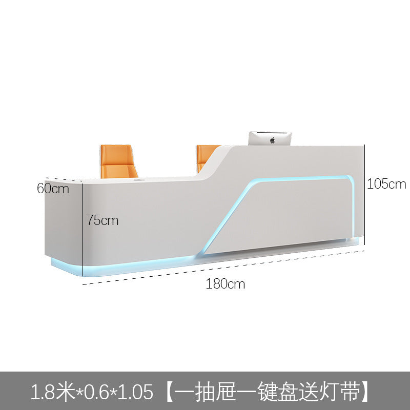 Company Front Desk Reception Desk In Stock Simple Modern White Lacquer Office Desk Bar Counter Beauty Salon Counter Cashier Desk