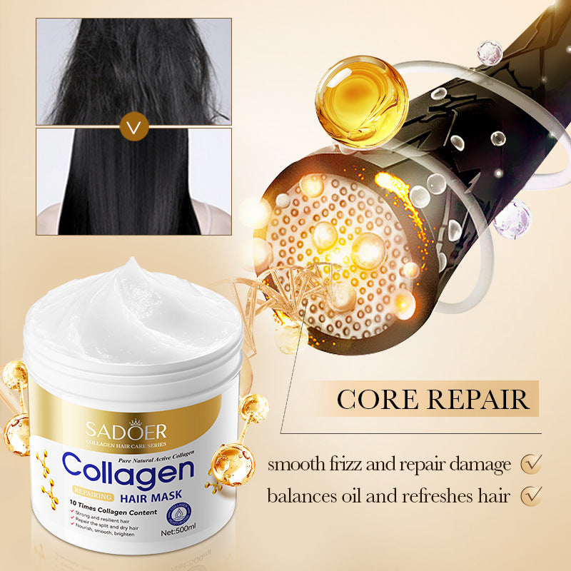 Full English Collagen Smooth Hair Mask500ml SADOER Nourishing and Fluffy Hair Conditioner  Wholesale