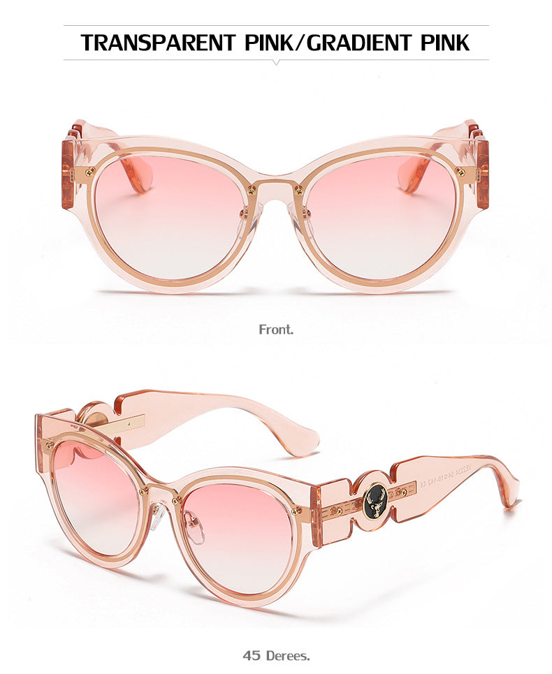European and American Style Cat Eye Sunglasses for Women with High-end Feel ins Steampunk Frameless Sunglasses for Women Wholesale