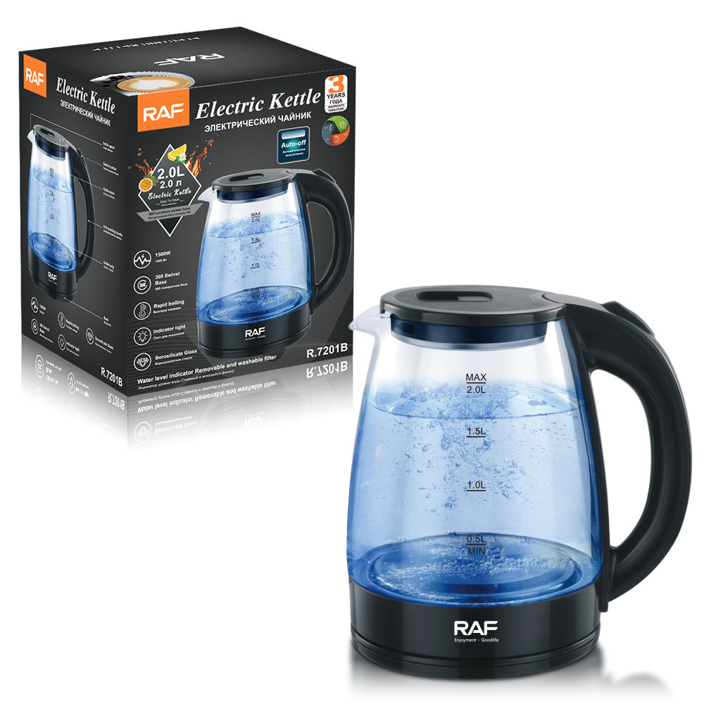 RAF European Standard Glass Electric Kettle Household Electric Kettle Automatic Power-off Kettle Health Care Wholesale R.7201