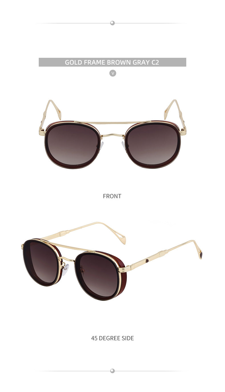 European and American Retro Oval Frame Sunglasses for Men, Side Wrap Small Frame Sunglasses for Women, Trendy Glasses Wholesale shades